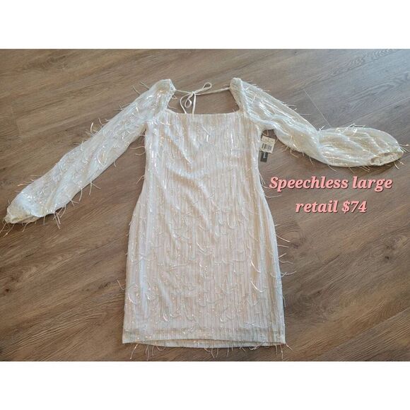 Dress formal bling large dance date night white nwt speechless cocktail - Picture 1 of 10